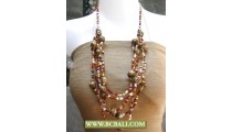 Brown Stone mix Squins Fashion Necklaces